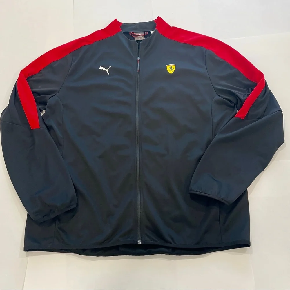 PUMA Scuderia Ferrari T7 Black Red Full Zip Pockets Racing Track Jacket (XL) - Picture 3 of 13